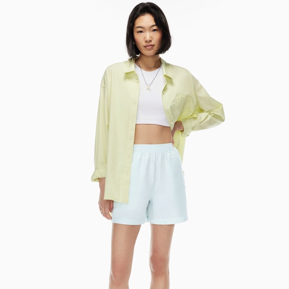 Aritzia Wilfred Free Nova 5" Cotton Linen Short High-waisted pull-on Cloud Blue